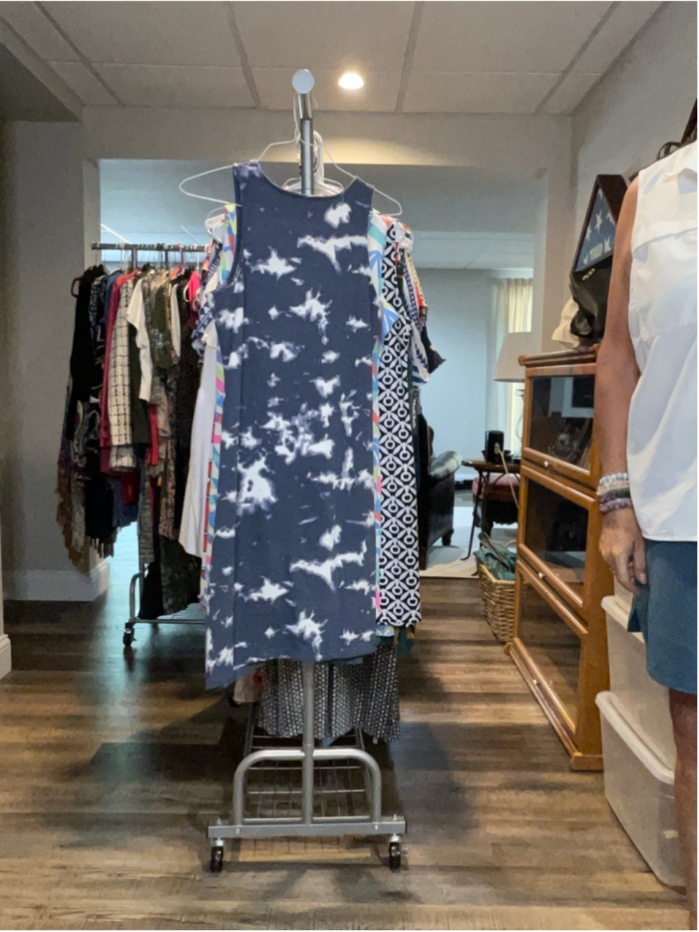 Women's Venus Blue & White Tie-Dye Tank Dress L - Picture 2 of 2